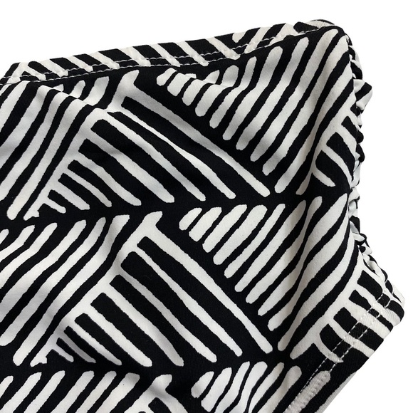 Mynah High Rise Black White Triangles Pattern Swim Bottoms Ruched Sides Large - Picture 9 of 13